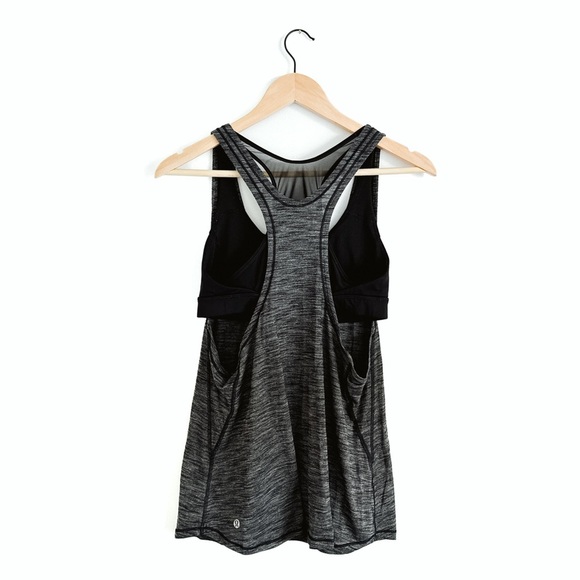 Lululemon Glide and Stride Tank Heathered Black / Black - Size 6 - Picture 2 of 11